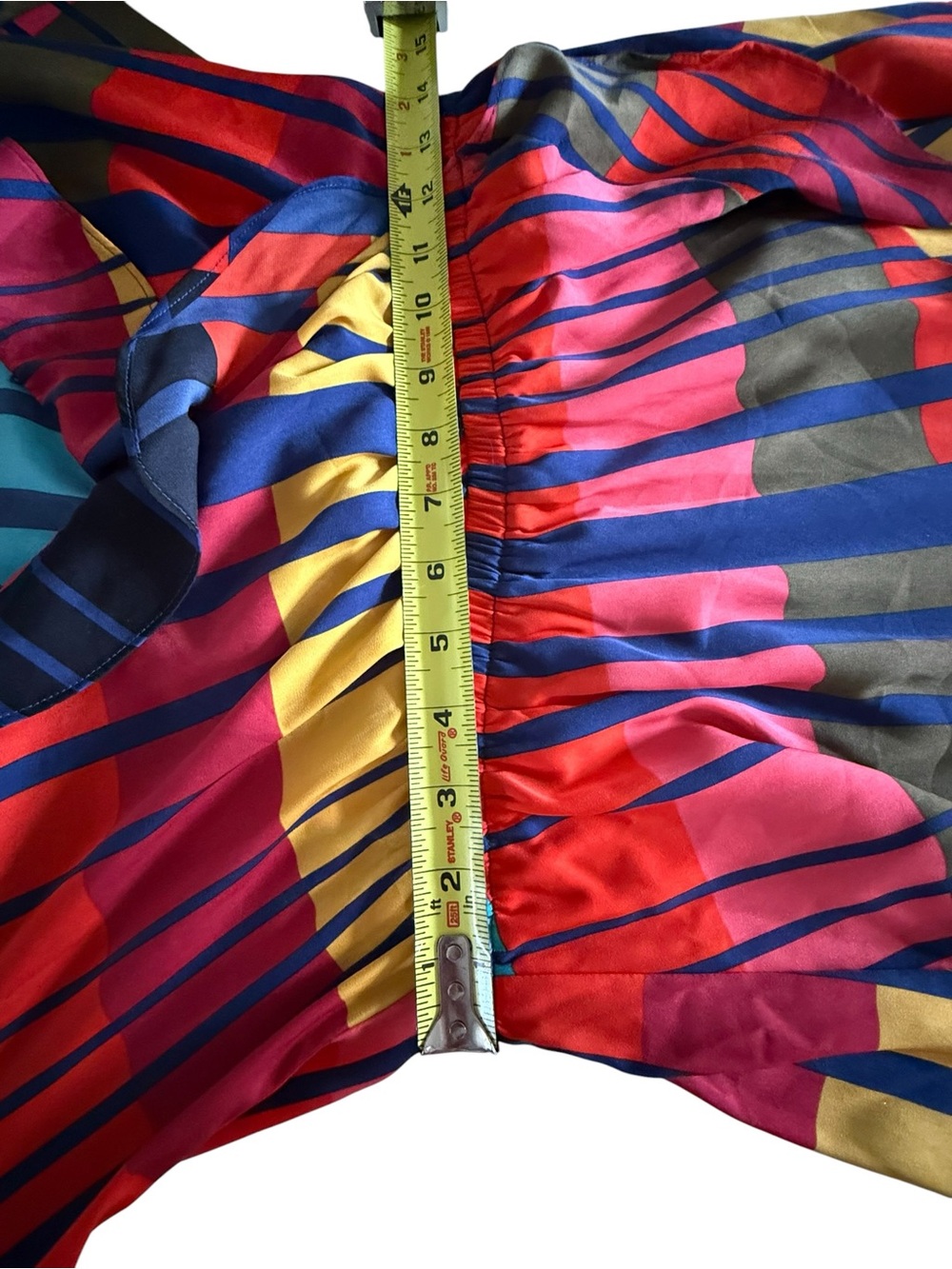 Express Multicolor Geometric Ruffle Wrap Mini Dress Medium - Picture 6 of 9